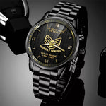 US Space Force Veteran Black & Gold Watch Proudly Served Space Force Fashion Watch Custom Veterans Gift