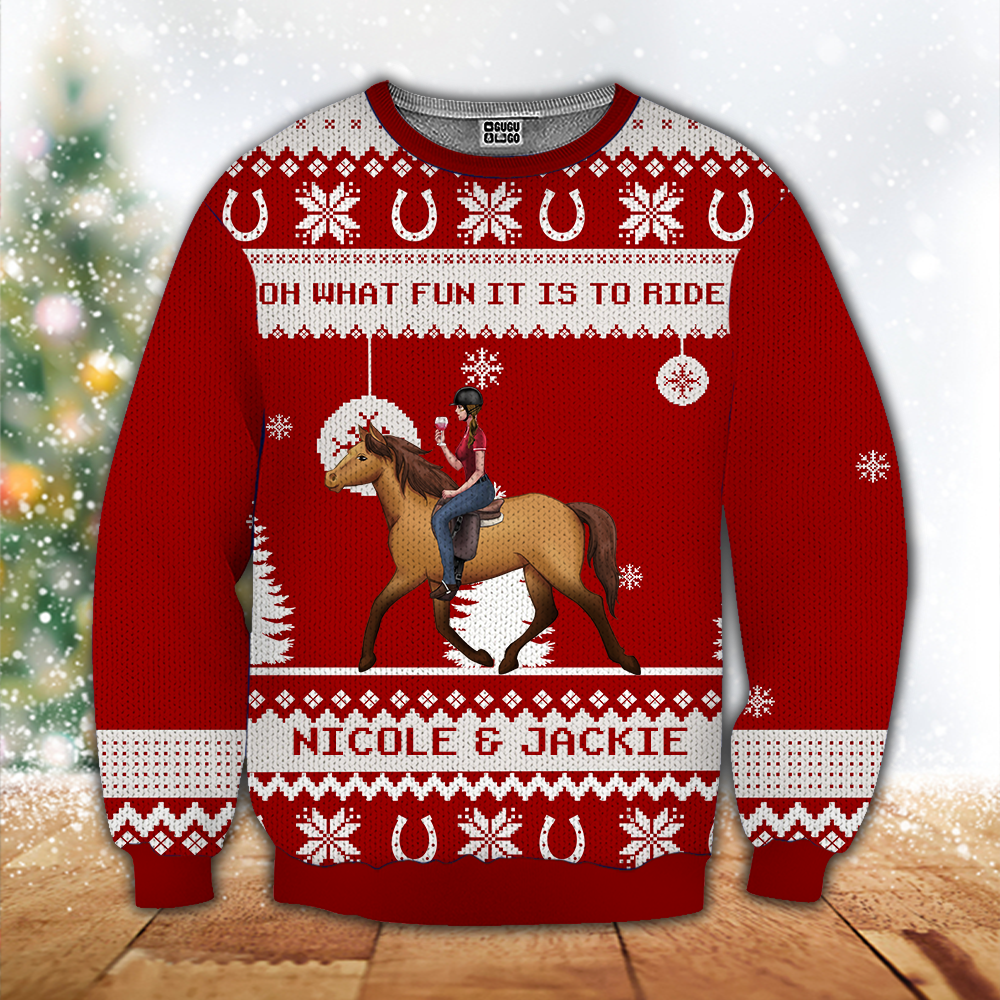 Outlets Horse Christmas Ugly Sweater Oh What Fun It Is To Ride Horse Christmas Green Red Sweater, Christmas Sweatshirt, Gift Christmas