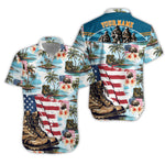 Solider Hawaiian Shirt Military Boots Tropical Button Down Men Shirt Personalized Military Gift