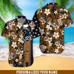 US Soldier Hawaiian Shirt Brown Tropical Military Hawaiian Shirt Personalized Soldier Gift
