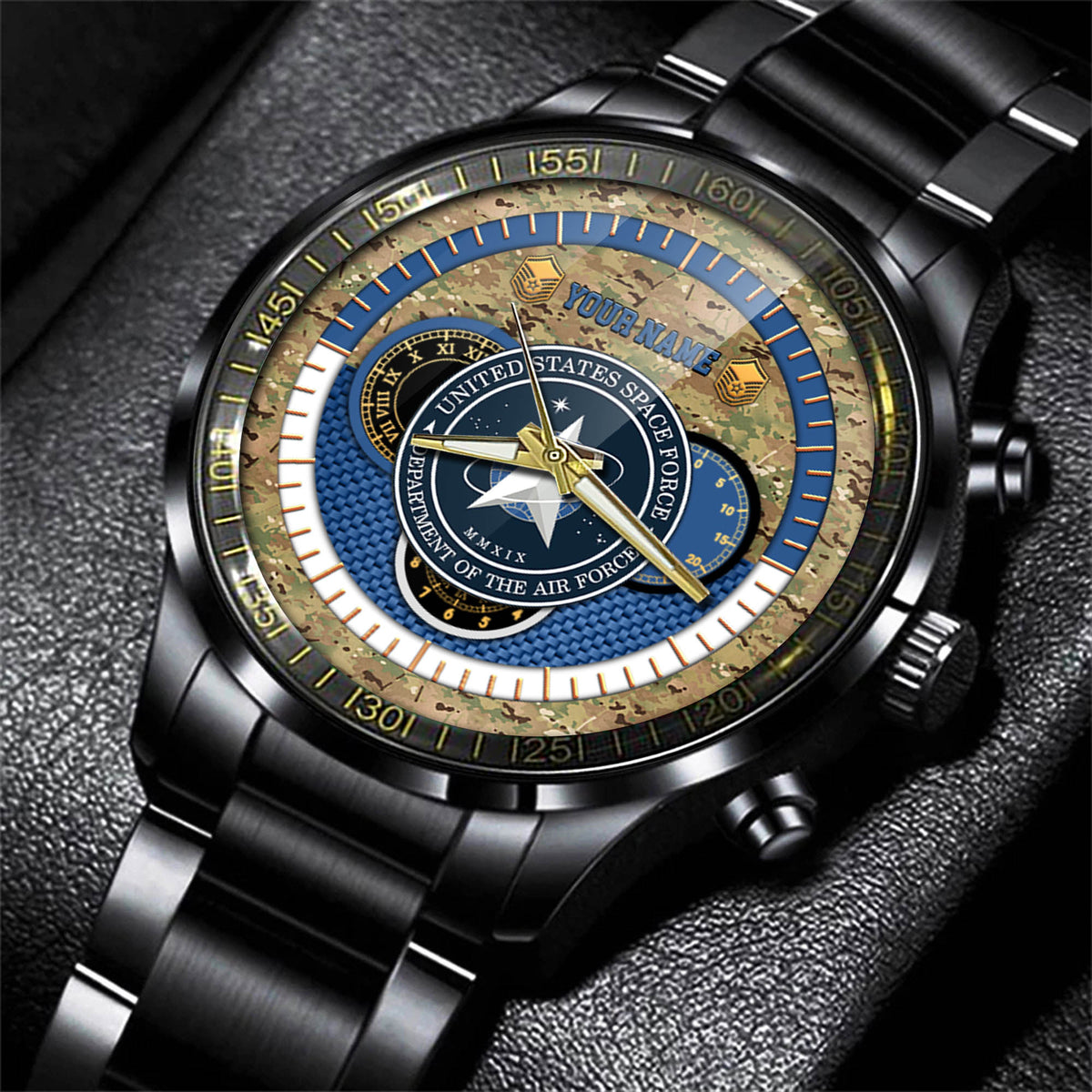 US Space Force Guardians Watch Department Of The Air Force Military Black Fashion Watch Personalized Space Force Gift