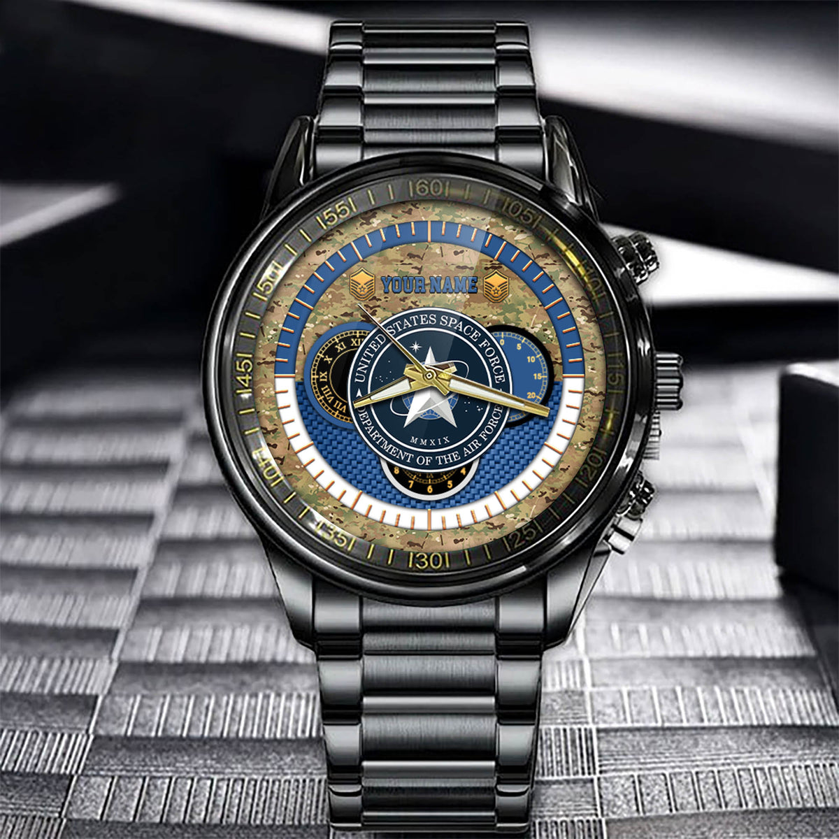 US Space Force Guardians Watch Department Of The Air Force Military Black Fashion Watch Personalized Space Force Gift