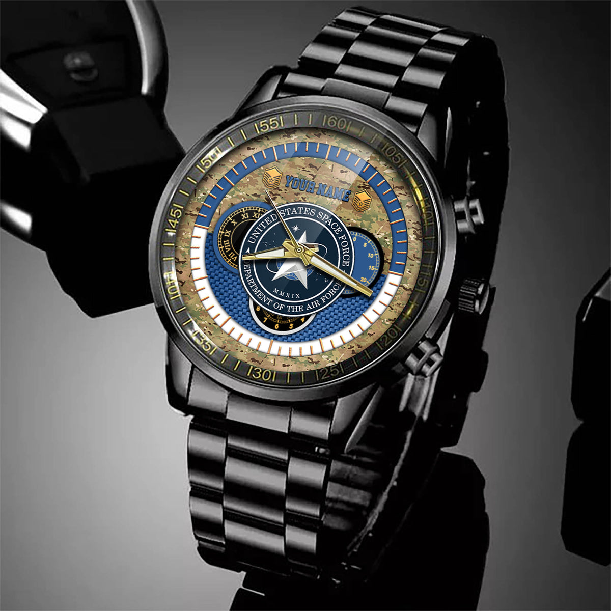 US Space Force Guardians Watch Department Of The Air Force Military Black Fashion Watch Personalized Space Force Gift