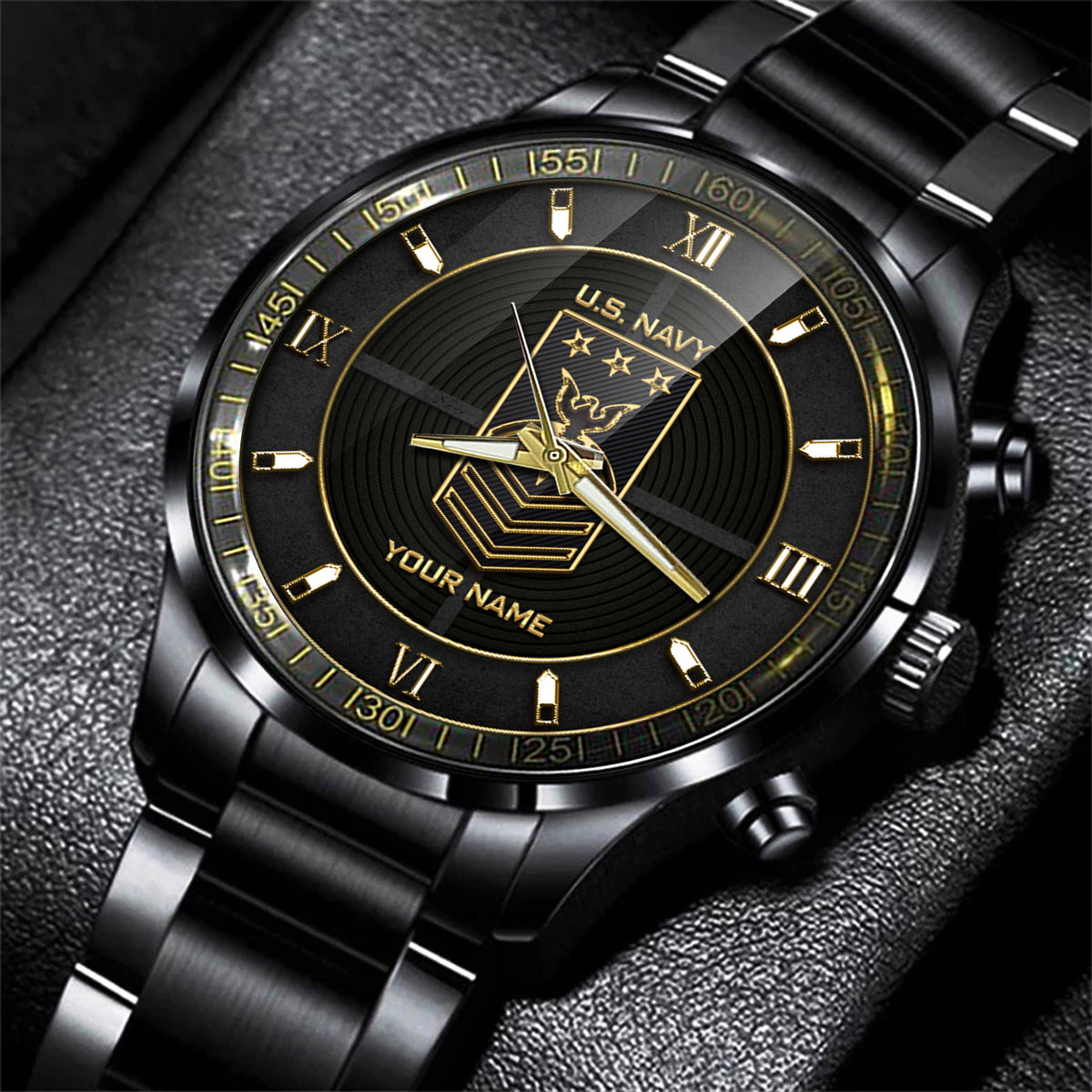 US Navy Watch Proudly Served US Navy Custom Black Fashion Watch Personalized Military Gift
