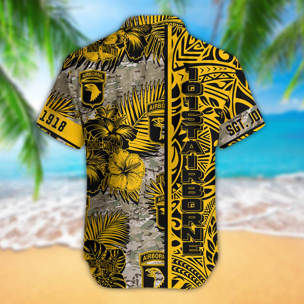 101st Airborne Division Men Hawaiian Shirt Duty Honor Country Airborne Hawaiian Shirt Personalized Military Gift