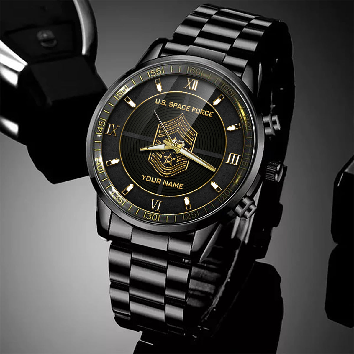 US Space Force Logo Custom Military Fashion Watch Duty Honor Country Space Force Personalized Your Name And Rank