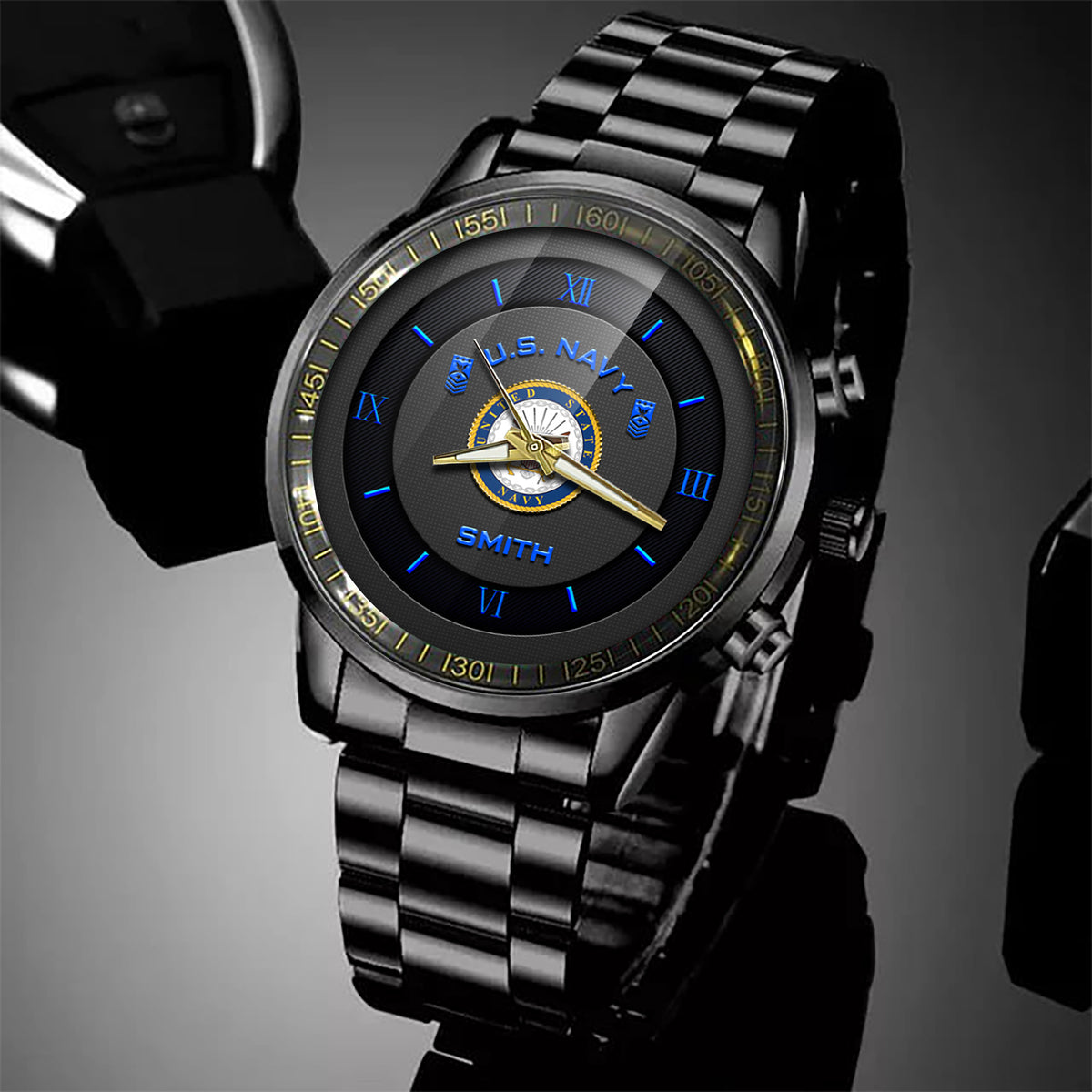 U.S Navy Fashion Watch Proud Navy Black Fashion Watch Custom Your Name And Rank