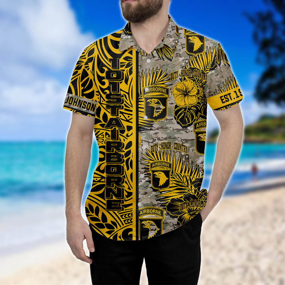 101st Airborne Division Men Hawaiian Shirt Duty Honor Country Airborne Hawaiian Shirt Personalized Military Gift