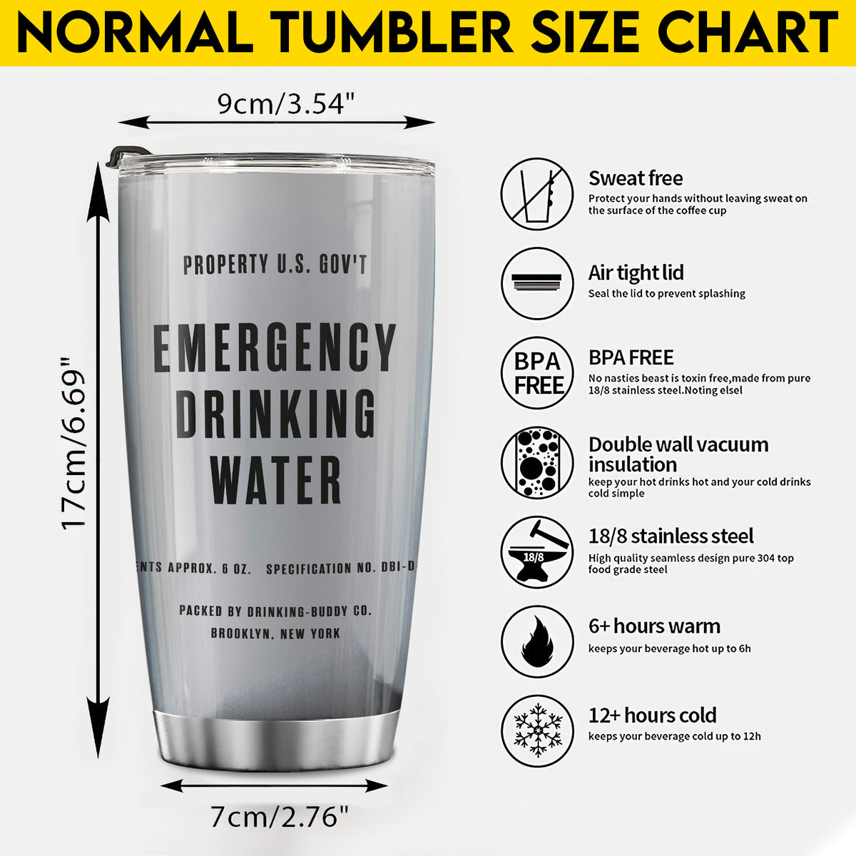 Silver Army Tumbler Emergency Drinking Water Military Tumbler Personalized Solider Gift