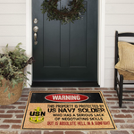 Veteran Custom Doormat Warning Property Protected Lack Negotiating Skills But Hell In A Gunfight Personalized Gift