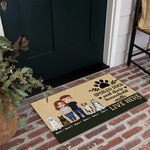 Dog Custom Doormat Spoiled Dogs And Their Household Staffs Live Here Personalized Gift For Dog Lover