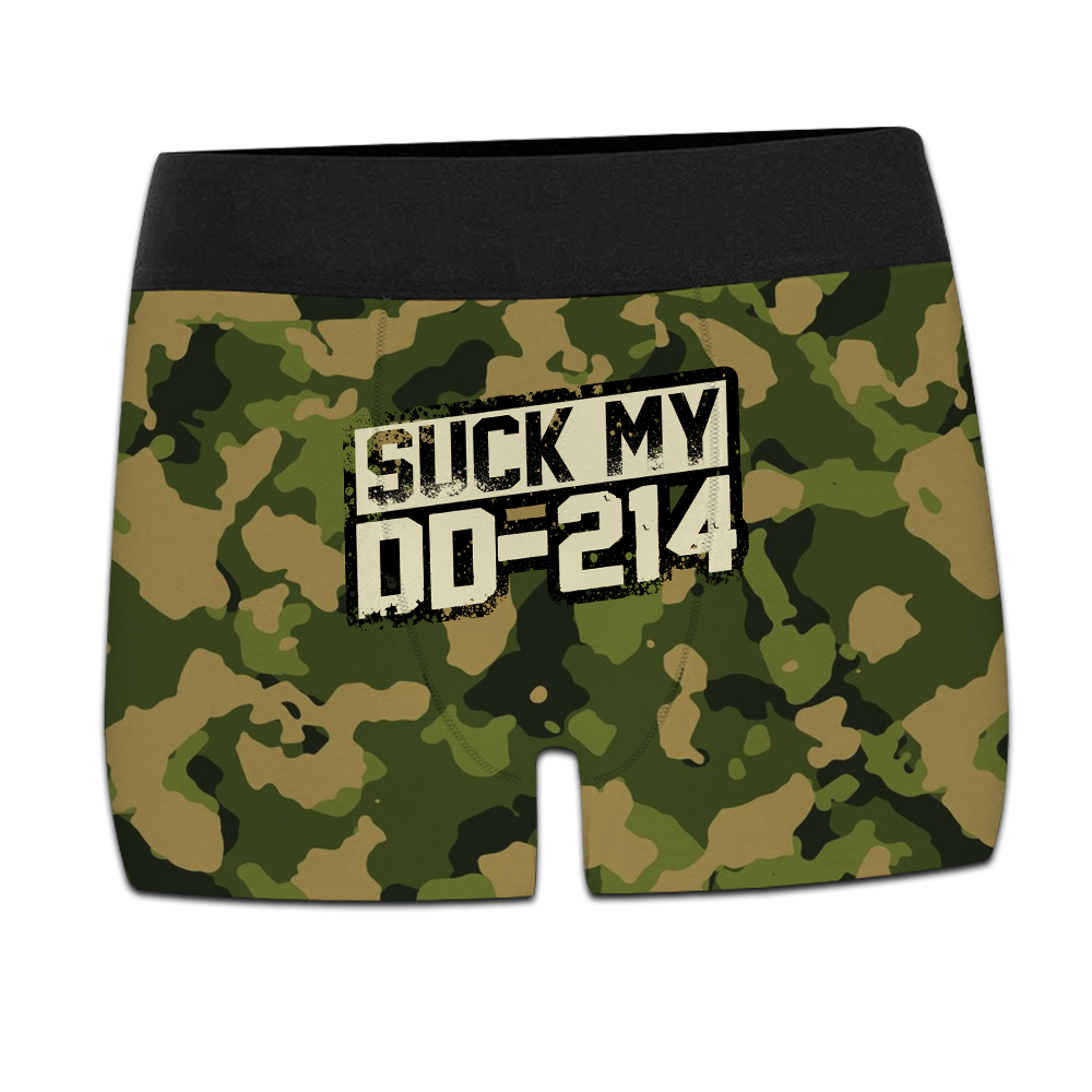 Veteran Custom Men Boxer Suck My DD-214 Personalized Gift