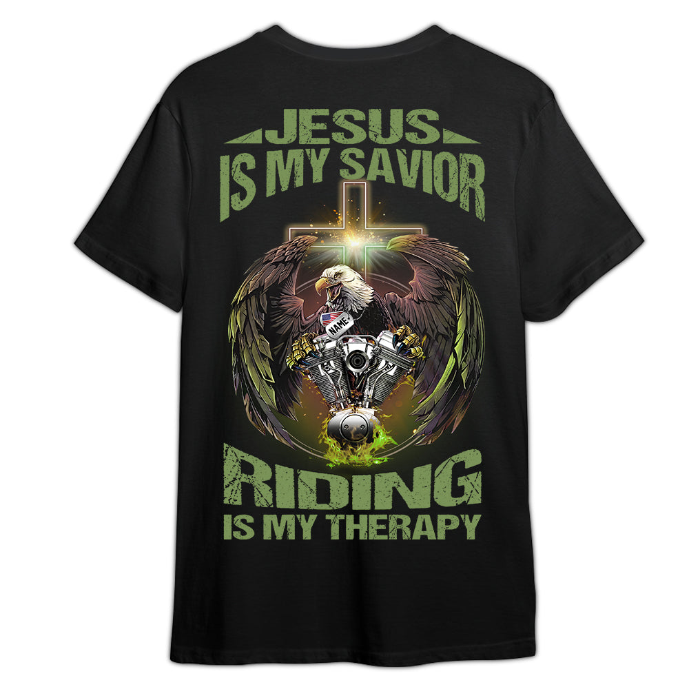 Veteran Bikers Custom Shirt Jesus Is My Savior Riding Is My Therapy Personalized Gift