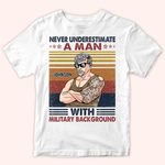 Veteran Custom Shirt Never Underestimate A Man With Military Background Personalized Gift