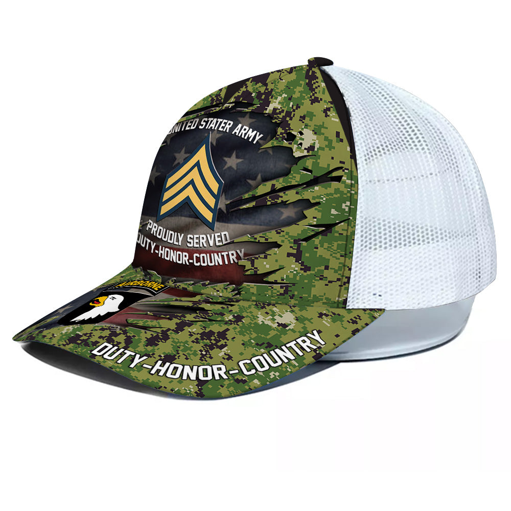 Veteran Custom Cap Division And Rank Personalized Gift