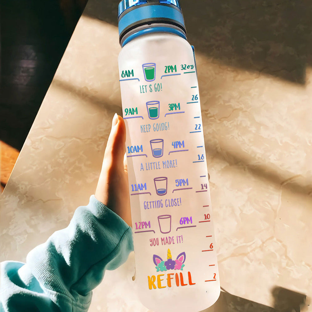 Unicorn Custom Tracker Bottle Suck It Up Buttercup Drink Your Effin Water Personalized Gift