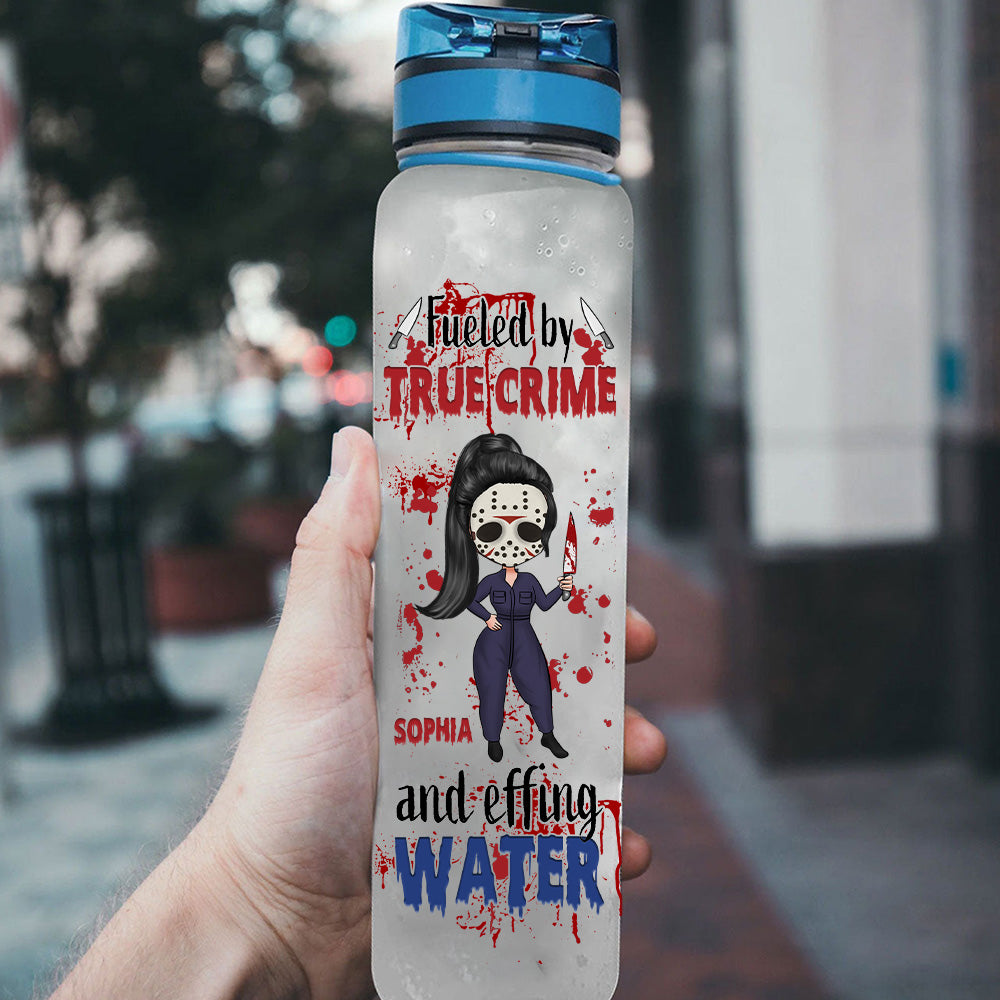 Horror Custom Tracker Bottle Fueled By True Crime And Effing Water Personalized Gift