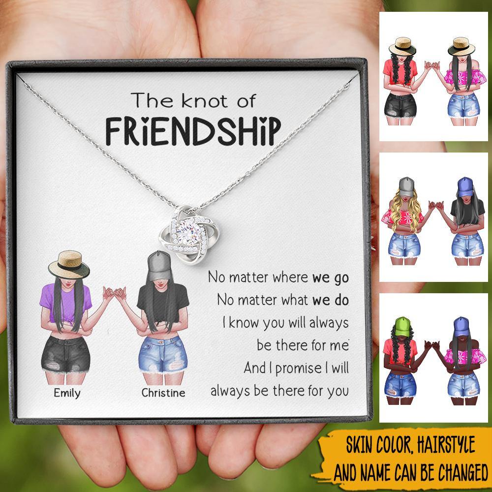 Bestie Custom Necklace The Knot Of Friendship No Matter Where Personalized Gift - PERSONAL84