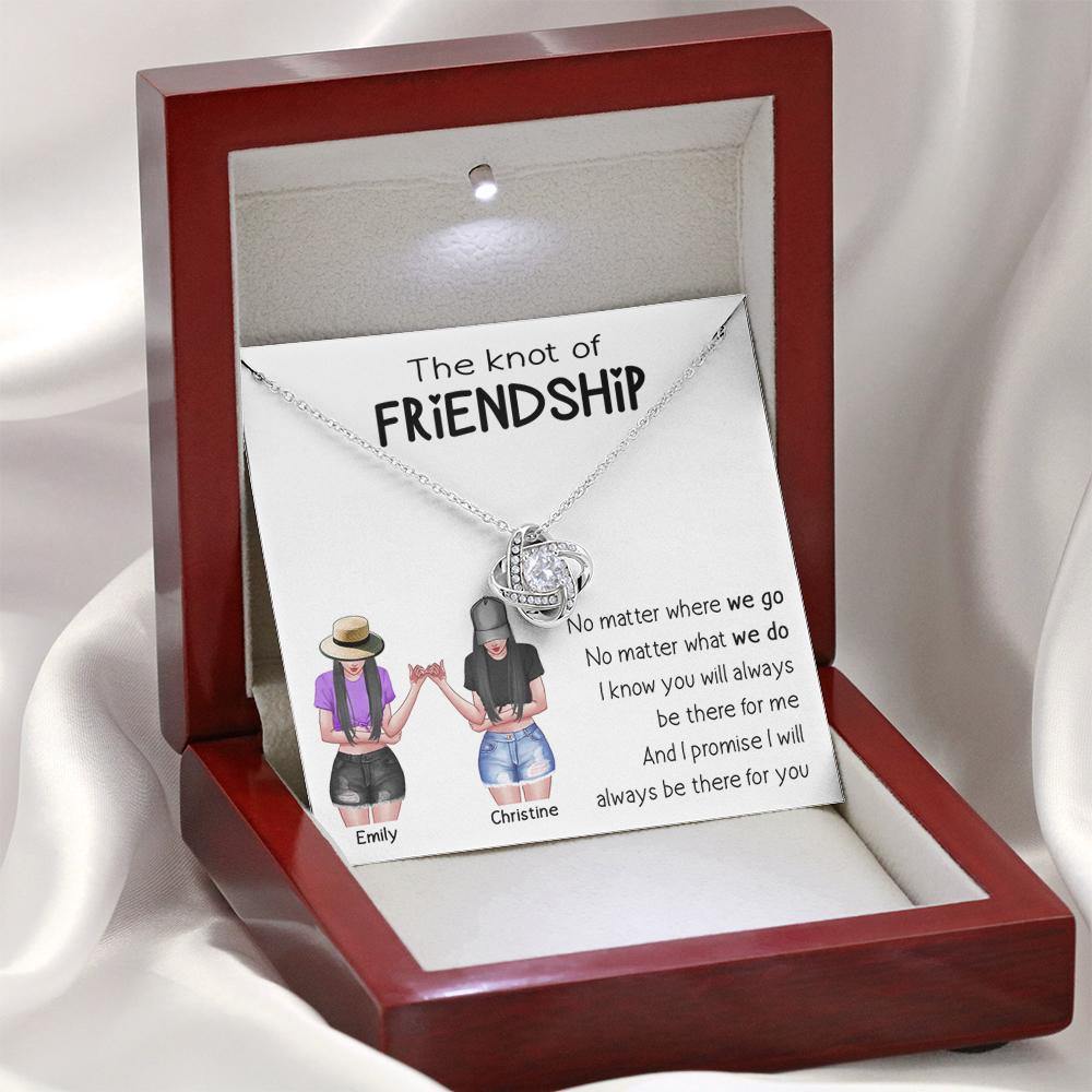 Bestie Custom Necklace The Knot Of Friendship No Matter Where Personalized Gift - PERSONAL84