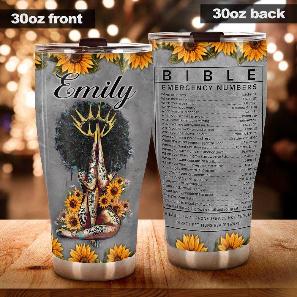 Black x Jesus Tumbler Customized Name Afro Girl - PERSONAL84
