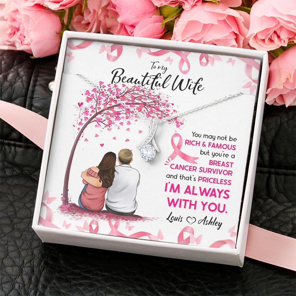 Breast Cancer Awareness Custom Necklace You're A Breast Cancer Survior And I'm Alway With You Personalized Gift - PERSONAL84
