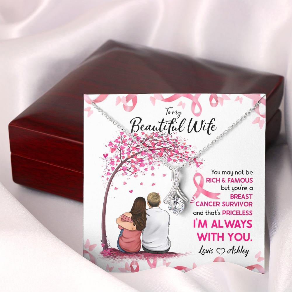 Breast Cancer Awareness Custom Necklace You're A Breast Cancer Survior And I'm Alway With You Personalized Gift - PERSONAL84