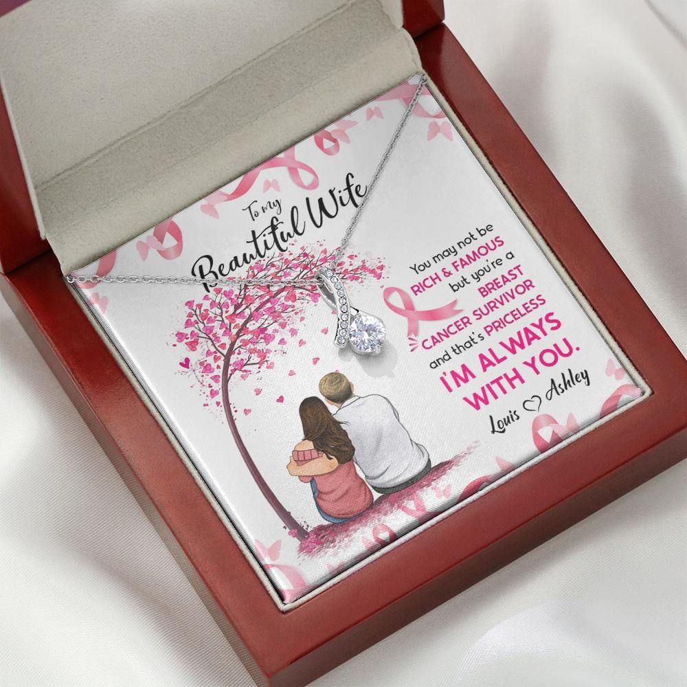 Breast Cancer Awareness Custom Necklace You're A Breast Cancer Survior And I'm Alway With You Personalized Gift - PERSONAL84