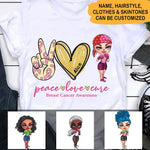 Breast Cancer Custom T Shirt Peace Love Cure Personalized Gift - PERSONAL84
