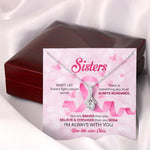 Breast Cancer Sibling Custom Necklace Sister Don't Let Sisters Fight Cancer Alone Personalized Gift - PERSONAL84