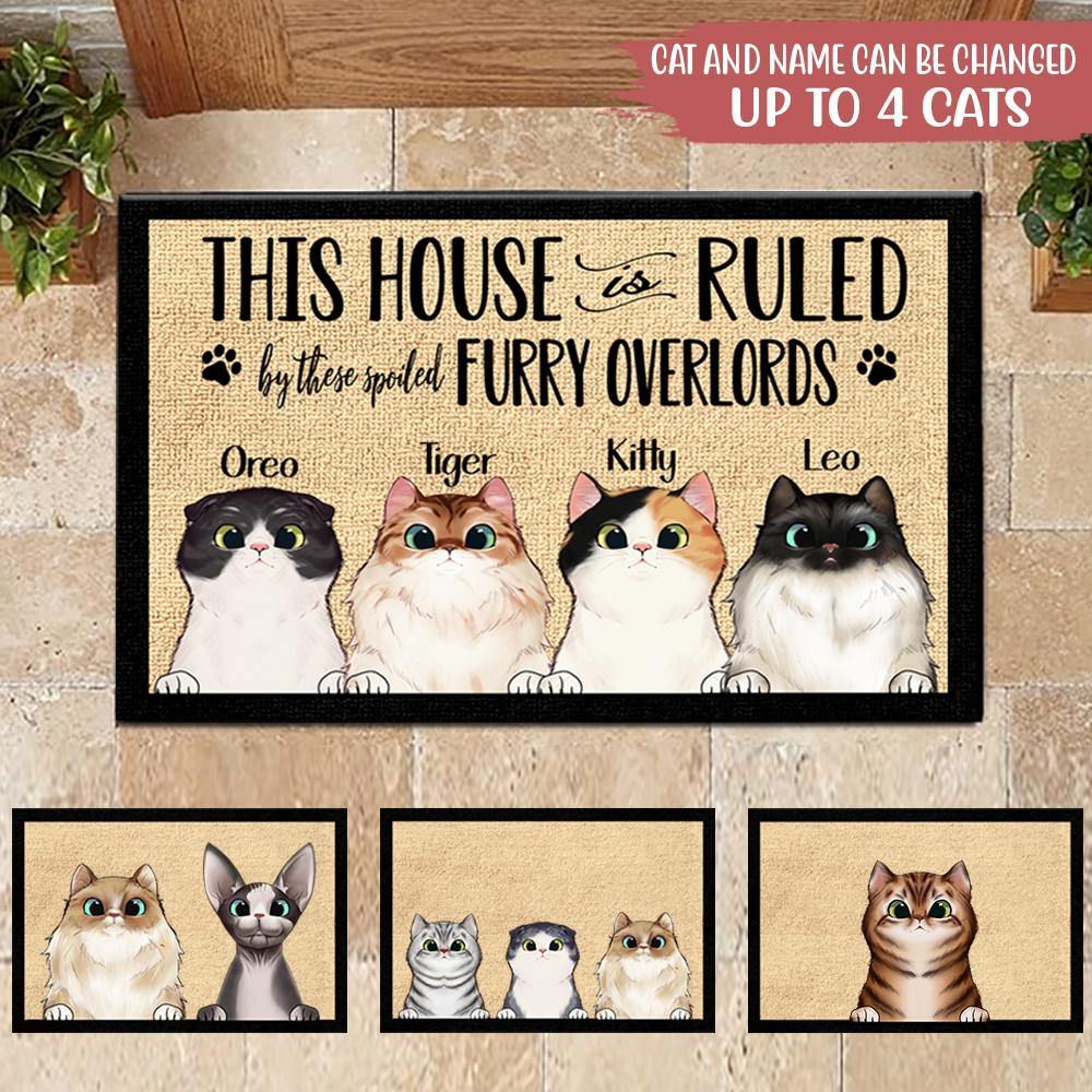Cat Custom Doormat This House Is Ruled By A Spoiled Furry Overlord Personalized Gift - PERSONAL84