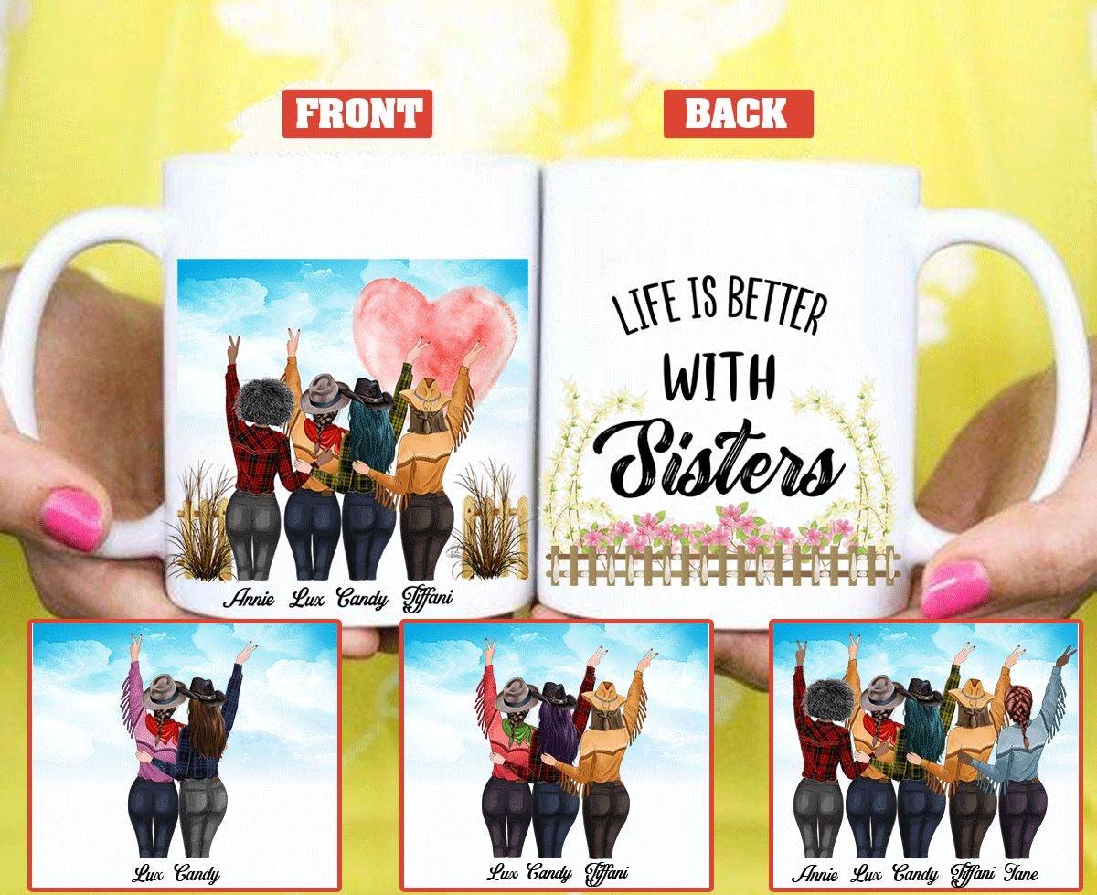 Cowgirl Mug Personalized Name And Styles Life Is Better With Sisters - PERSONAL84