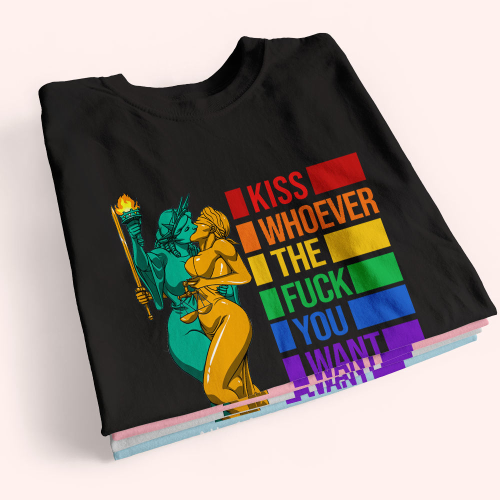 Pride Month Custom Shirt Kiss Whoever The Fuck You Want Personalized Gift