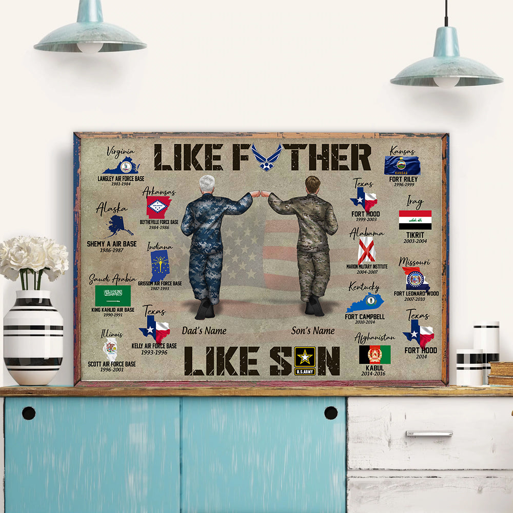 Veteran Custom Poster Like Father Like Son Personalized Gift