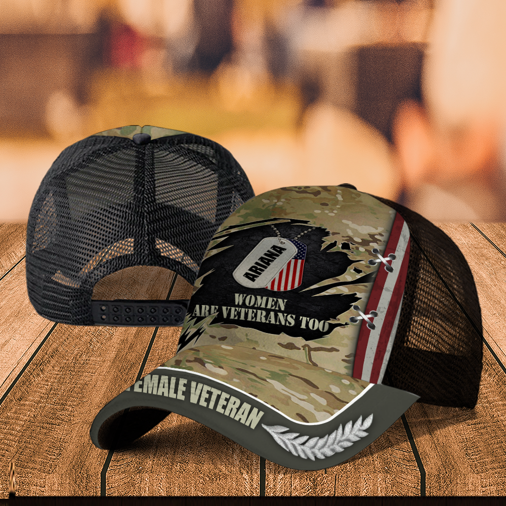 Female Veteran Custom Cap Women Are Veterans Too Personalized Gift