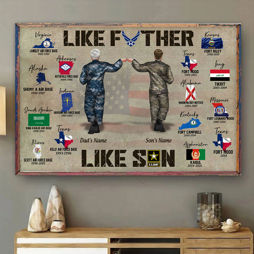 Veteran Custom Poster Like Father Like Son Personalized Gift