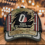 Female Veteran Custom Cap Women Are Veterans Too Personalized Gift