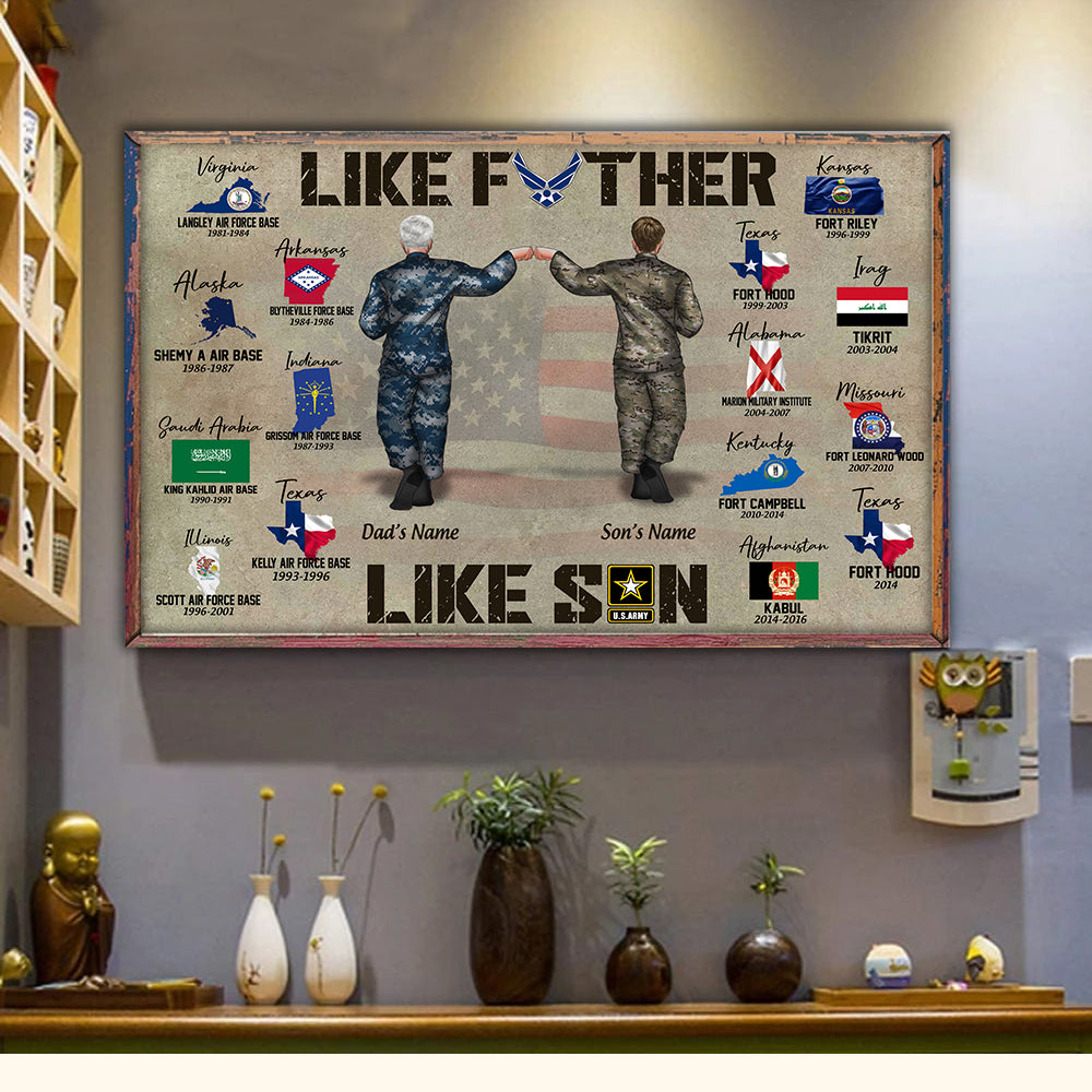 Veteran Custom Poster Like Father Like Son Personalized Gift