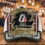 Female Veteran Custom Cap Women Are Veterans Too Personalized Gift