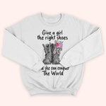 Female Veteran Custom Shirt Give A Girl The Right Shoes And She Can Conquer The World Personalized Gift