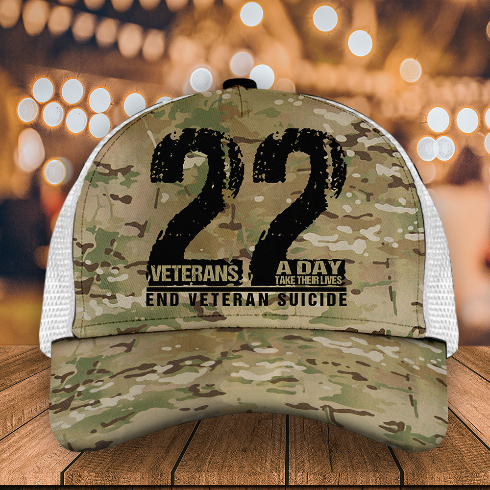 Veteran Custom Cap 22 Veterans A Day End Veteran Suicide Personalized Gift