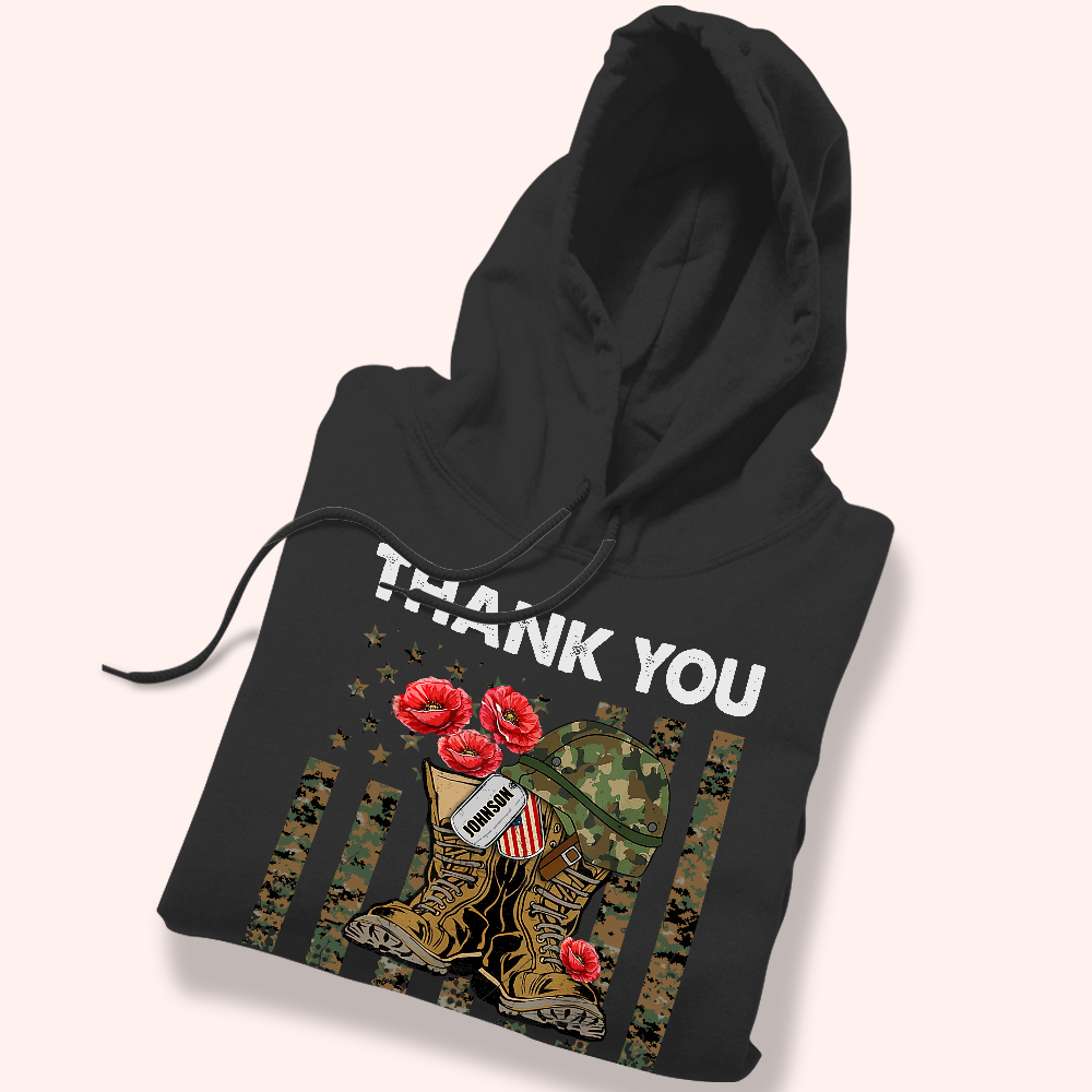 Thank You Veteran Custom Shirt Personalized Gift for Veterans Day