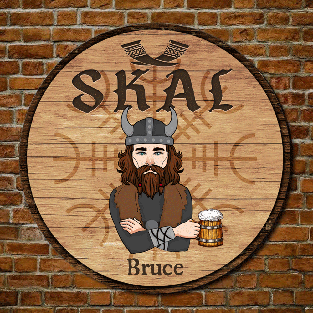 Viking Custom Wood Sign Skal Personalized Gift