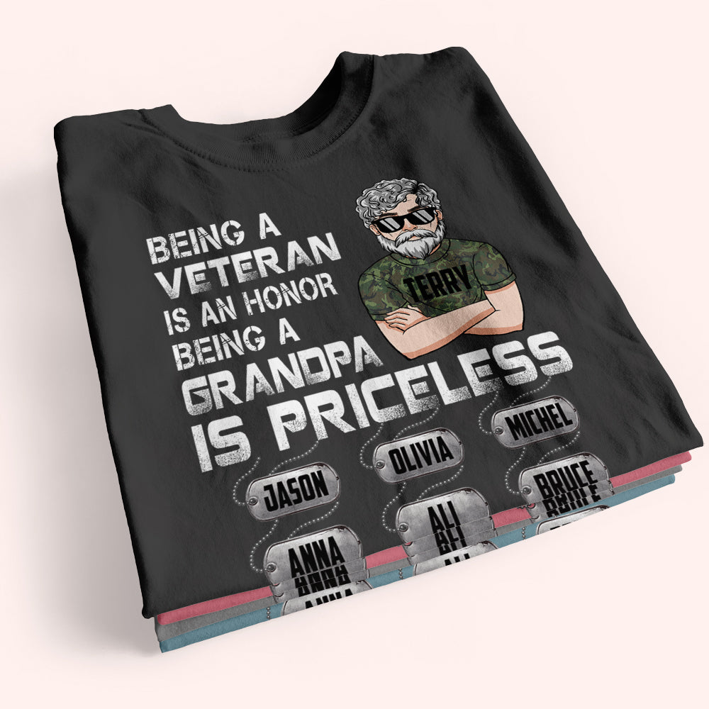 Veteran Custom Shirt Being A Veteran Is An Honor Being A Grandpa Is Priceless Personalized Gift