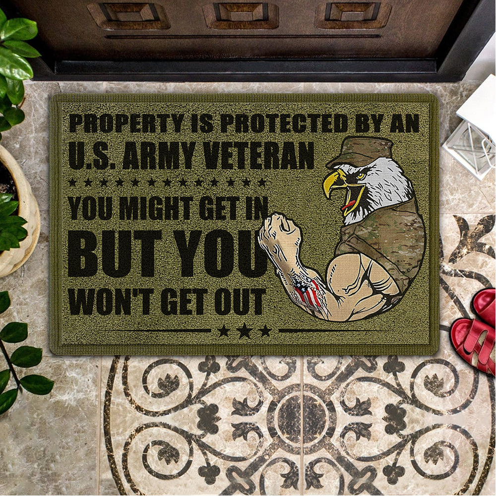 Veteran Custom Doormat You Might Get In But You Won't Get Out Personalized Gift