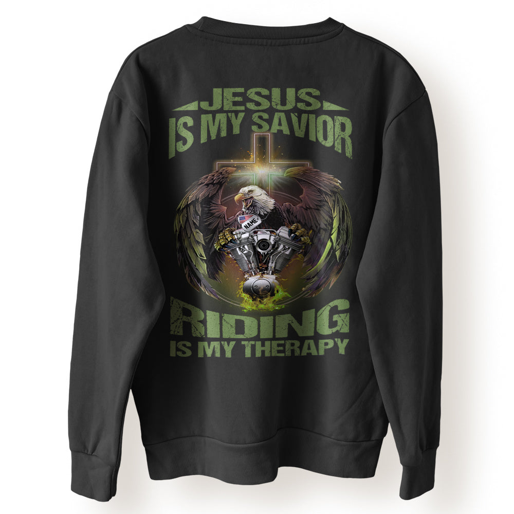 Veteran Bikers Custom Shirt Jesus Is My Savior Riding Is My Therapy Personalized Gift