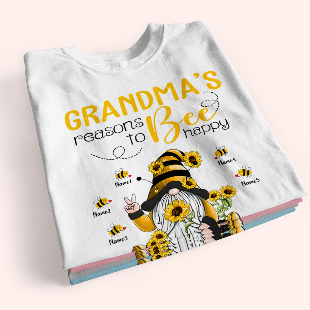 Grandma Custom Shirt With Grandkids Names Grandma's Reasons To Bee Happy Personalized Gift