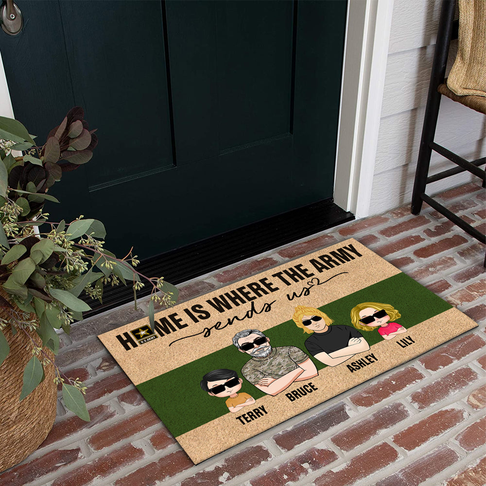 Veteran Custom Doormat Home Is Where The Army Sends Us Personalized Gift
