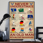 Veteran Custom Poster Never Underestimate An Old Man With Military Background Personalized Gift
