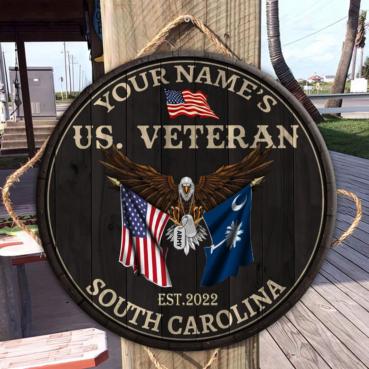 Veteran Custom Wood Sign South Carolina Veteran Personalized Gift