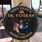 Veteran Custom Wood Sign South Carolina Veteran Personalized Gift